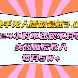 （10255期）快手 最新无人播剧3.0玩法，24小时不违规不封号，实现睡后收入，每…