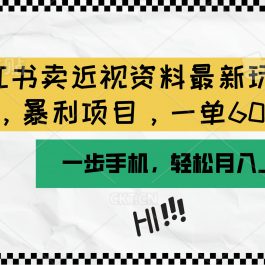 （10235期）小红书卖近视资料最新玩法，一单60月入过万，一部手机可操作（附资料）