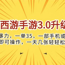 （10220期）梦幻西游手游3.0升级玩法，冷门暴力，一单35，一部手机或者平板即可操…