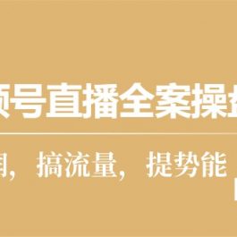 （10207期）视频号直播全案操盘课，赚利润，搞流量，提势能（16节课）