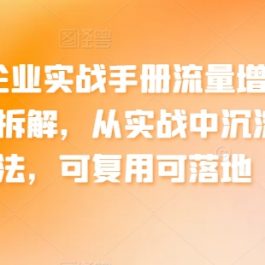 中小企业实战手册流量增长案例全拆解，从实战中沉淀方法，可复用可落地