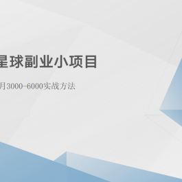 知识星球副业小项目：每个月3000-6000实战方法