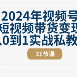 2024年视频号短视频带货变现从0到1实战私教课(31节视频课)