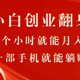 （11250期）最新小白创业翻身项目，每天1个小时就能月入1万+，0门槛，一部手机就能…