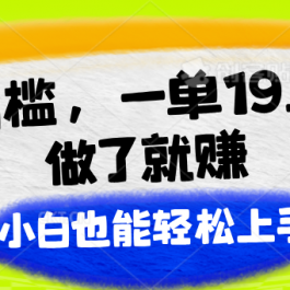 零门槛，一单19.9，做了就赚，小白也能轻松上手