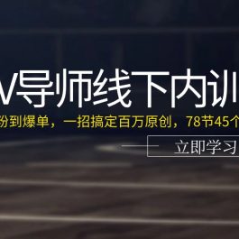 大V导师线下内训营：从零粉到爆单，一招搞定百万原创（78节45个小时）