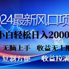 （11328期）2024最新风口！三分钟一条原创作品，日入2000+，小白无脑上手，收益无上限