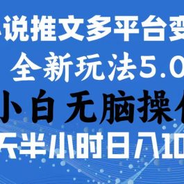 （11323期）2024年6月份一件分发加持小说推文暴力玩法 新手小白无脑操作日入1000+ …