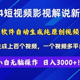 （11306期）2024短视频影视解说新玩法！软件自动生成纯原创视频，操作简单易上手，…