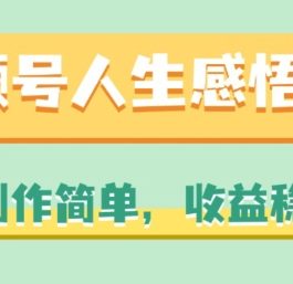 视频号人生感悟赛道，制作简单，收益稳定