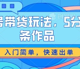 视频号带货玩法，5分钟一条作品，入门简单，快速出单